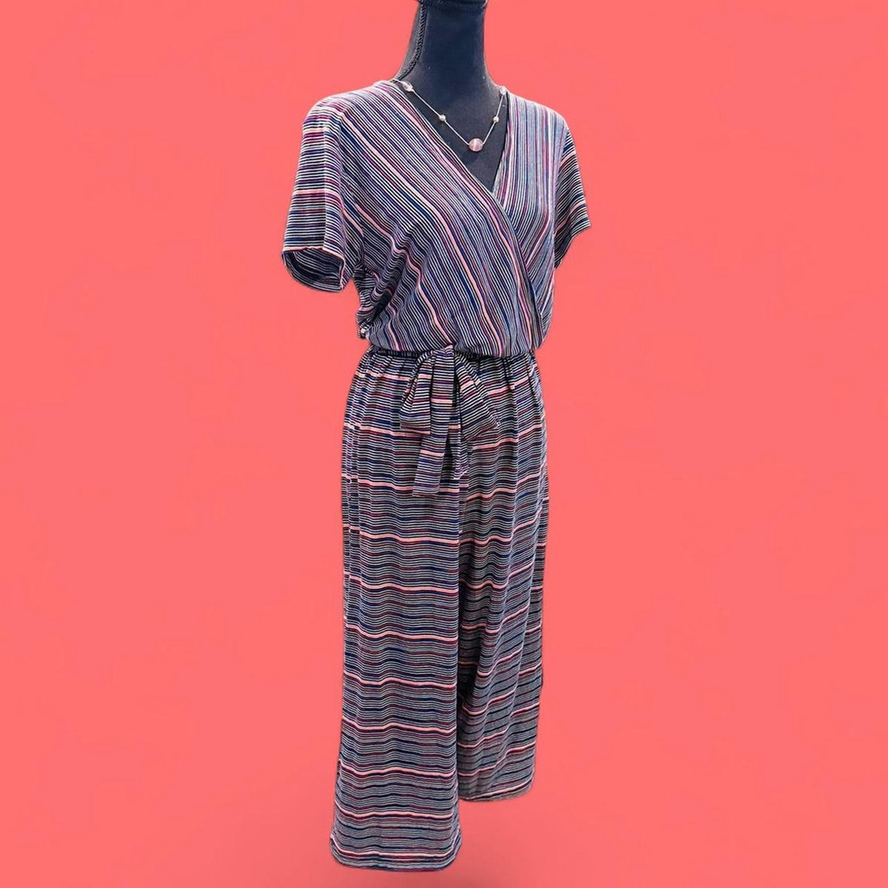 Preppy Indie Lagenlook Hipster LUSH Striped Jersey Jumpsuit Small